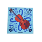 Blue 5-inch paper napkin with cello design and decorative musical pattern