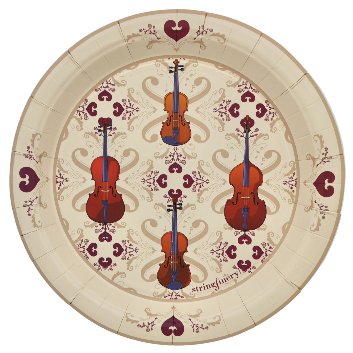 Cream 9-inch string section paper plate