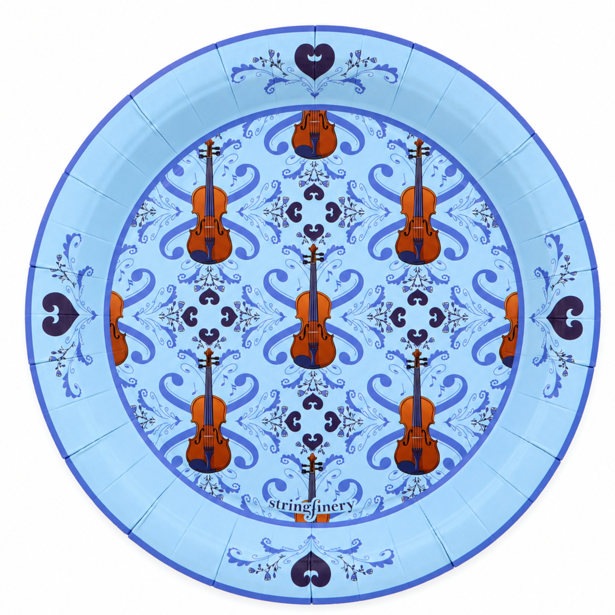 Blue 9-inch violin paper plate