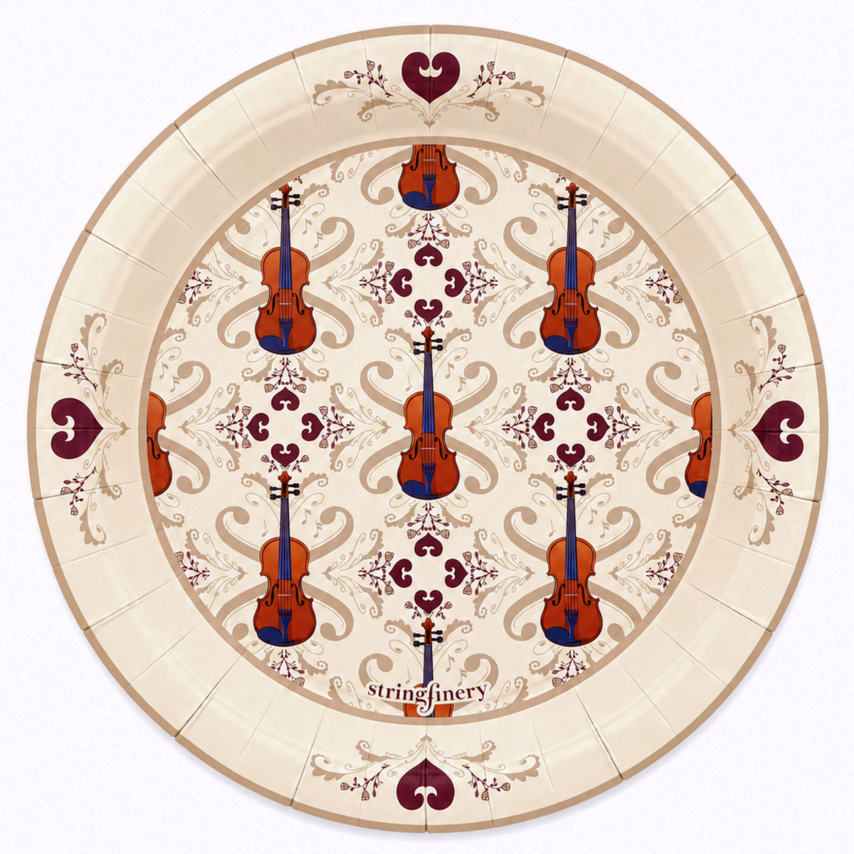 Cream 9-inch violin paper plate