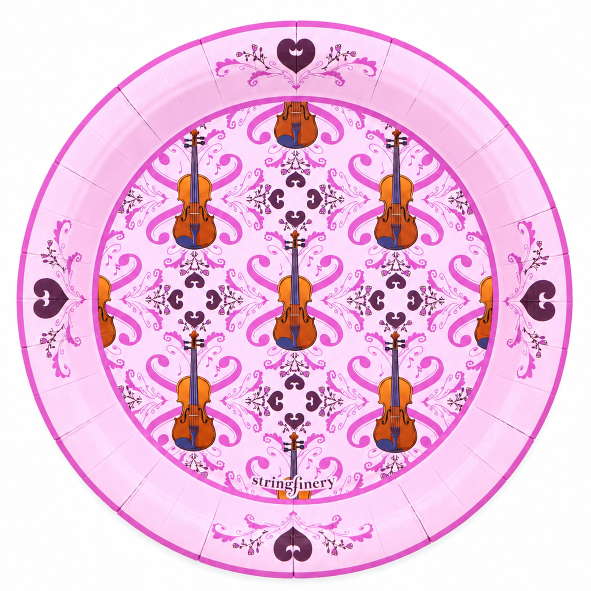 Pink 9-inch violin paper plate