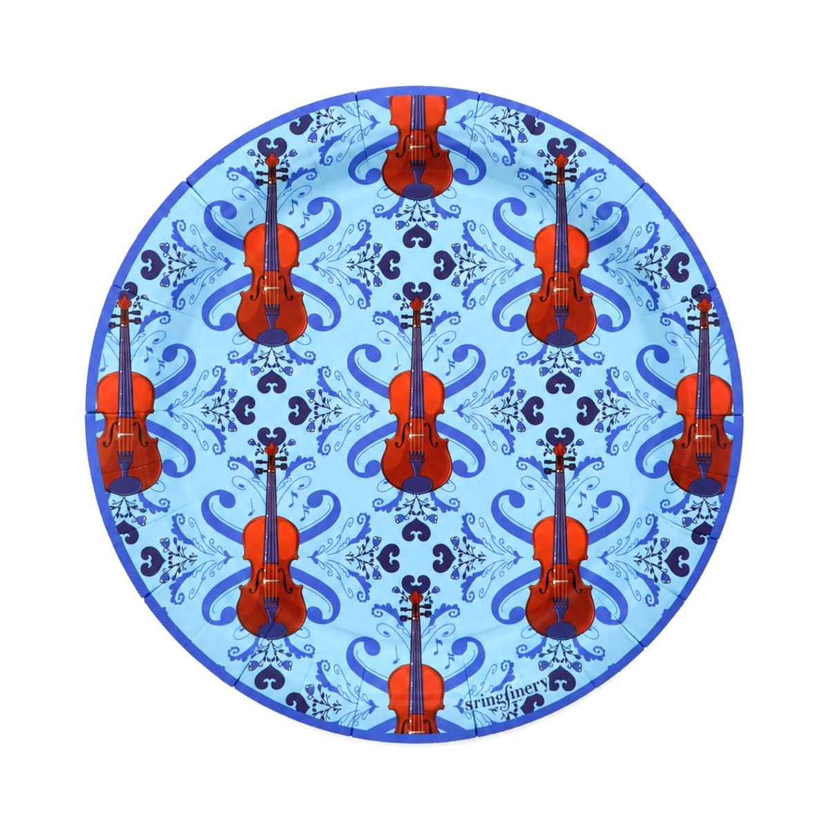 Blue 7-inch viola paper plate