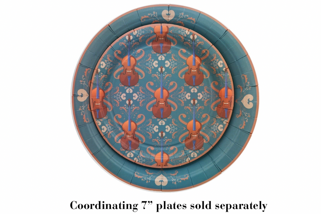 Coppertones 9-inch and 7-inch double bass paper plates stacked