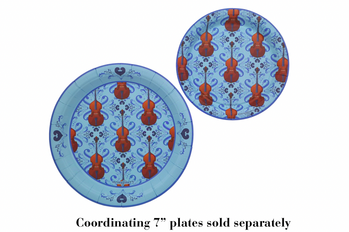 Blue 9-inch and 7-inch double bass paper plates