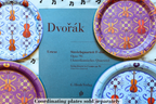 Royal and blue 9-inch and 7-inch string quartet paper plates with sheet music